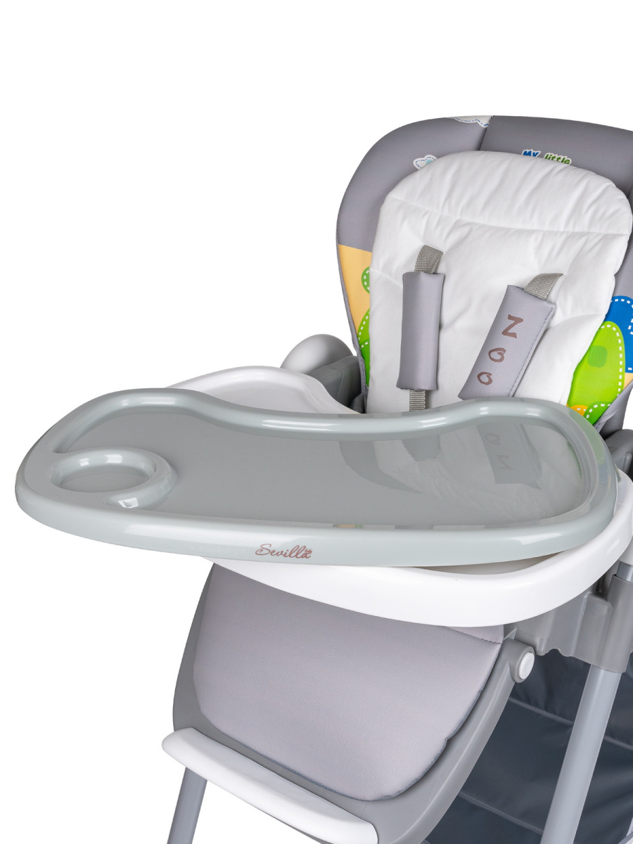 Стульчик для кормления Sevillababy Zoo Brown, Dk.Grey, т.серый, динозаврик