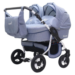 Коляска для двойни 2 в 1 Bart-Plast Fenix Duo Prime 04 голубой джинс