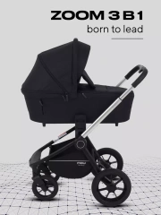 Коляска 3 в 1 Mowbaby Zoom Silver 2025 black
