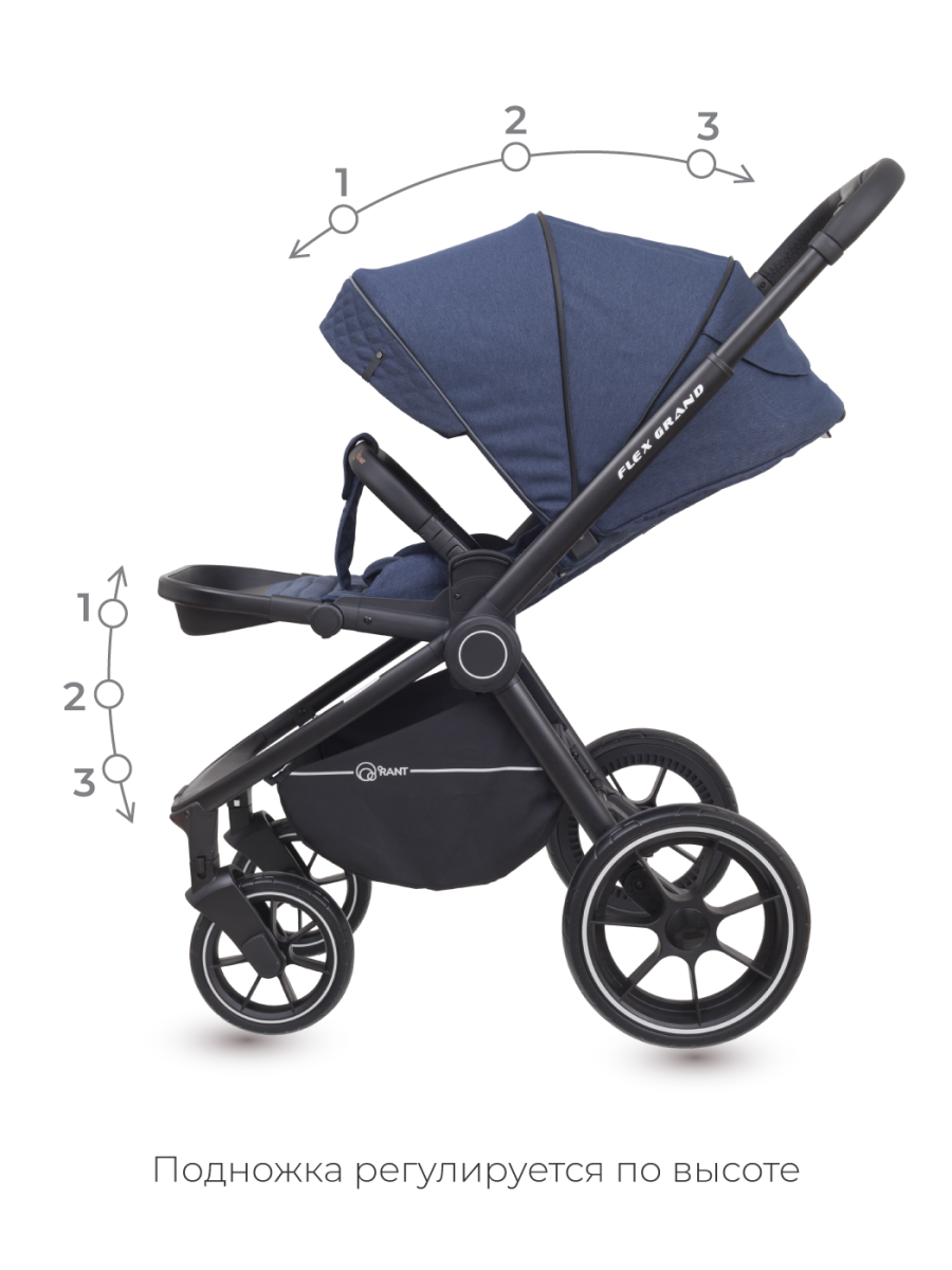 Коляска 3 в 1 Rant Flex Grand Jeans Blue синий