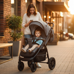 Коляска прогулочная Indigo EPICA XL AIR с сумкой темно-серый