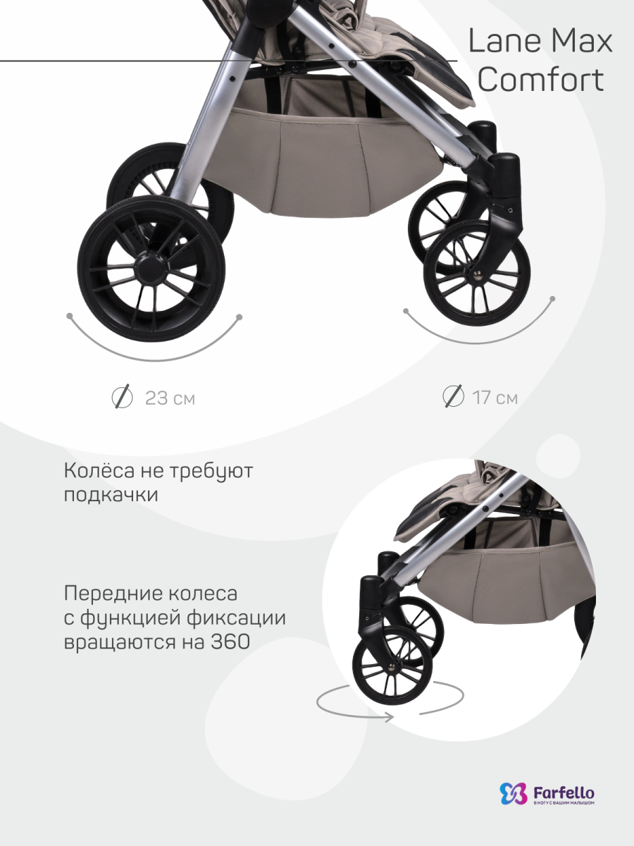 Коляска прогулочная Farfello Lane Max Comfort (Snow beige/Бежевый)