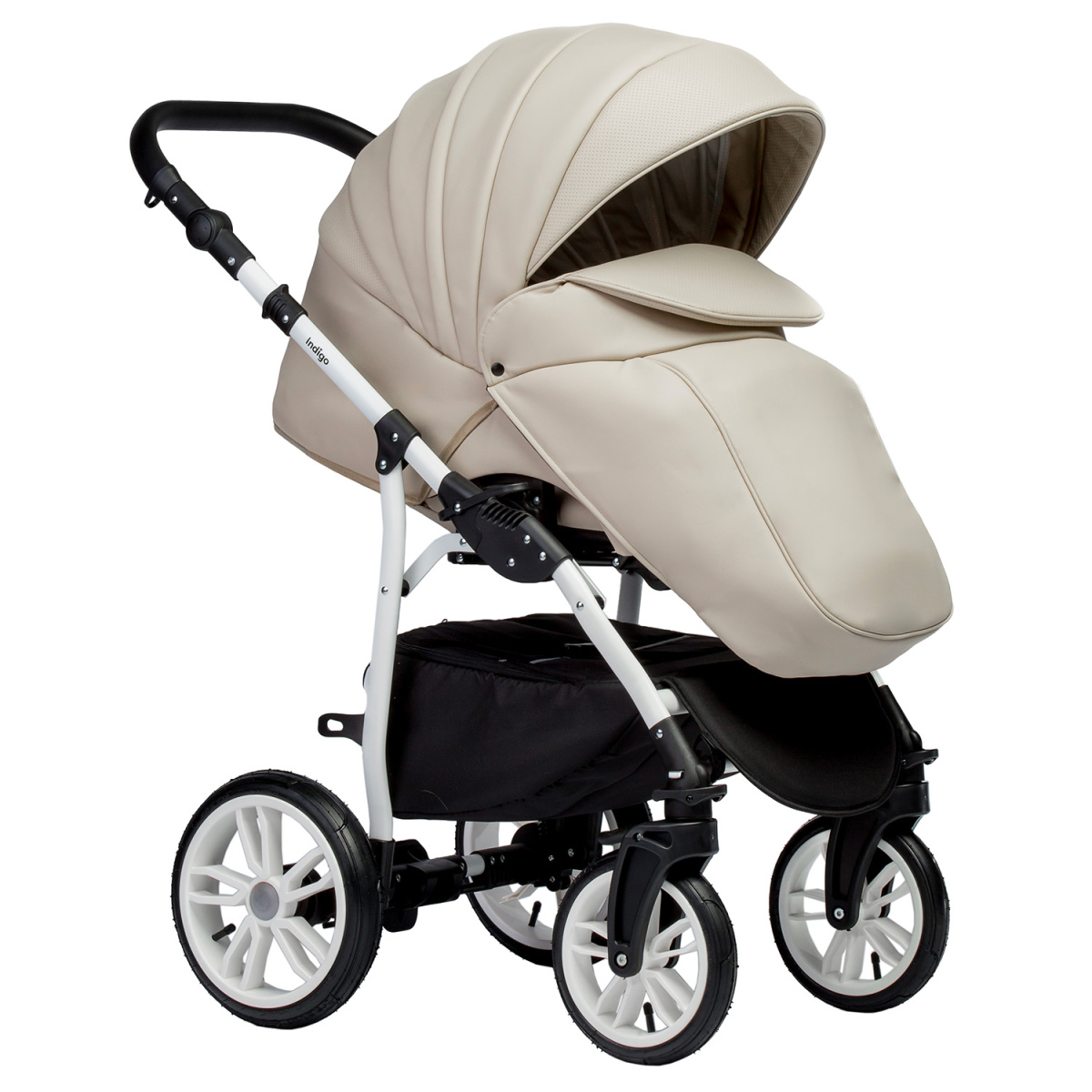 Коляска 2 в 1 Indigo Special, Is 07 (Бежевая кожа)