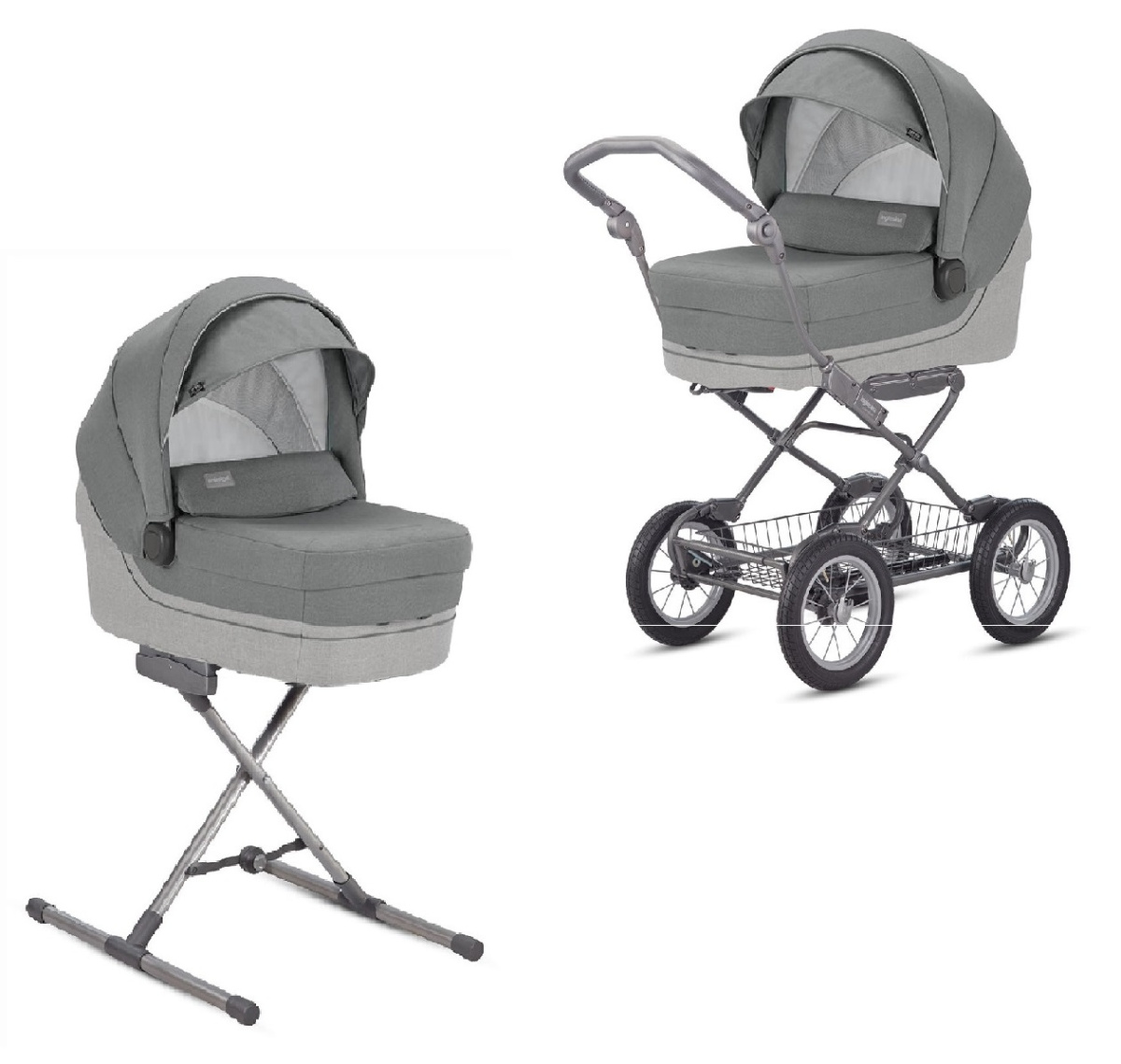 Коляска 2 в 1 Inglesina Sofia с подставкой под люльку Stand Up, Cayman Silver